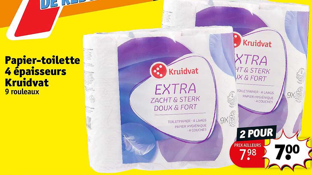 papier-toilette 4 épaisseurs kruidvat
