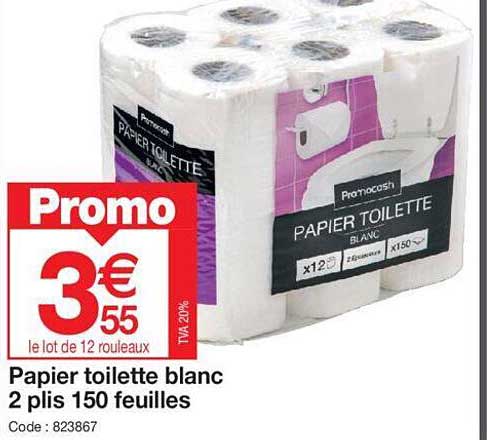 papier toilette blanc 2 plis 150 feuilles