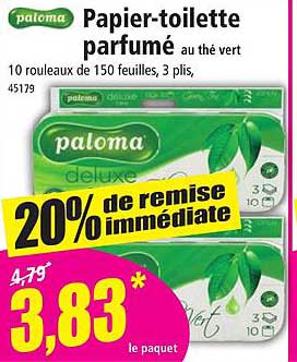 papier-toilette parfumé au thé vert paloma