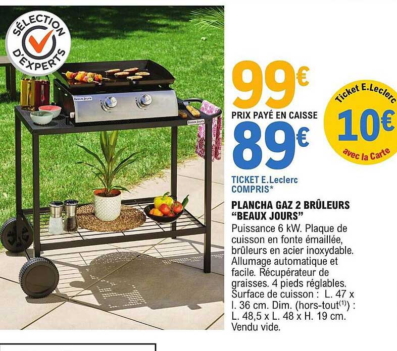 plancha gaz 2 brûleurs "beaux jours"