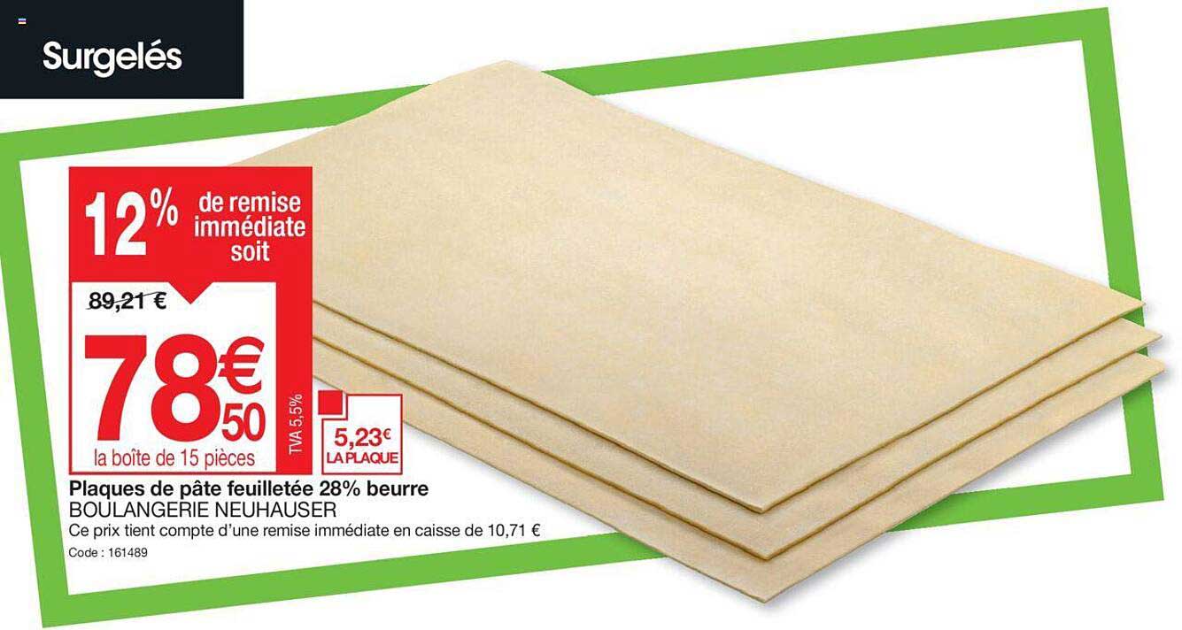 plaques de pâte feuilletée 28% beurre boulangerie neuhauser