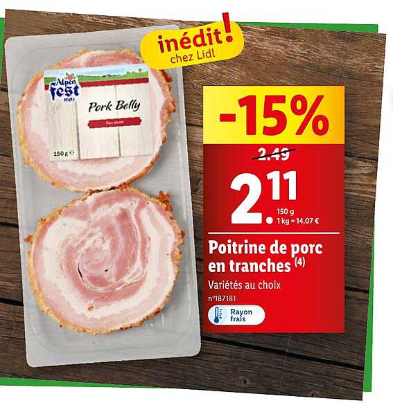 poitrine de porc en tranches alpen fest style