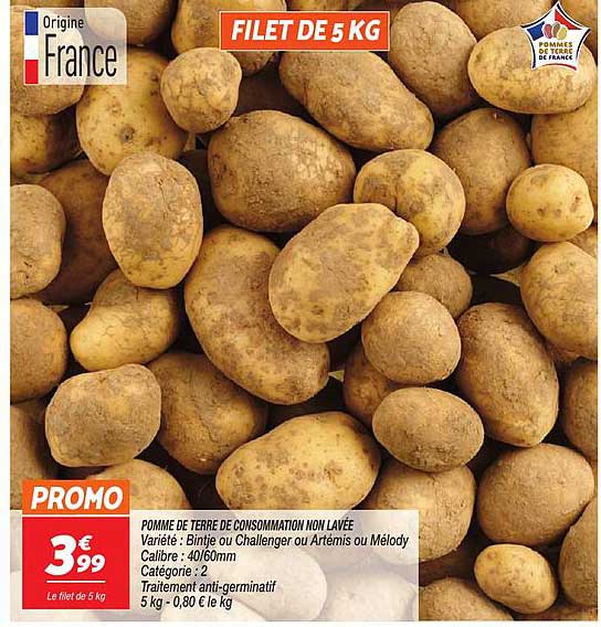 pomme de terre de consommation non lavée