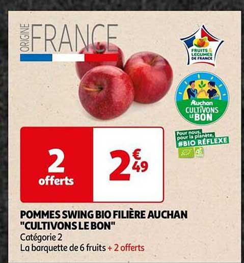 pomme swing bio filière auchan "cultivons le bon"