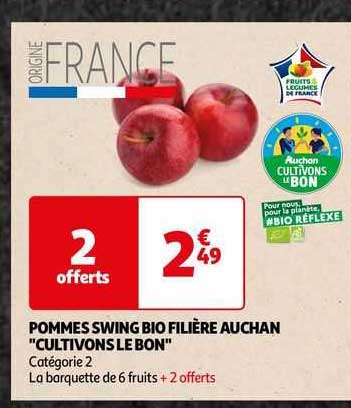 pommes swing bio filière auchan "cultivons le bon"