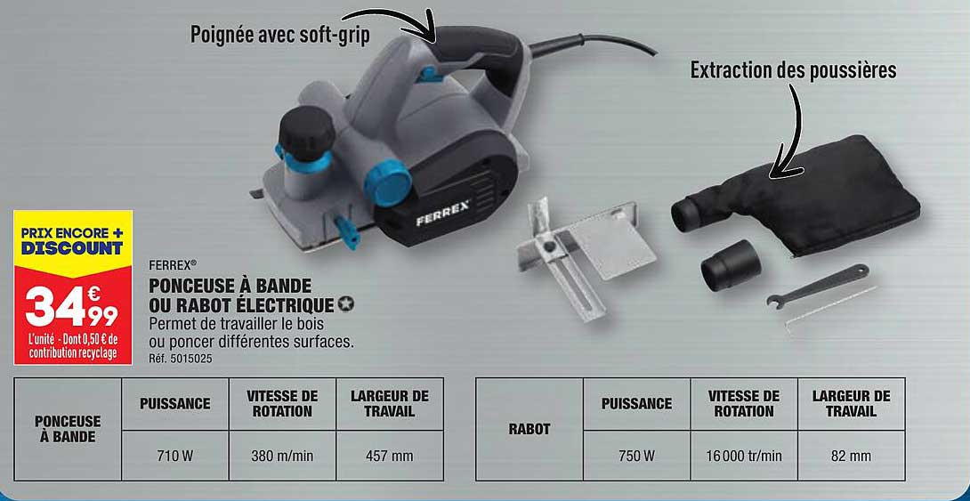 Ponceuse à Bande Ou Rabot électrique Ferrex