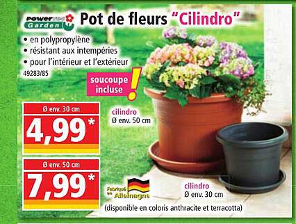 pot de fleurs "cilindro" powertec garden