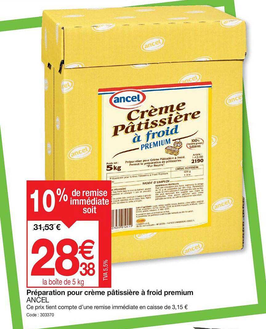 préparation pour crème pâtissière à froid premium ancel