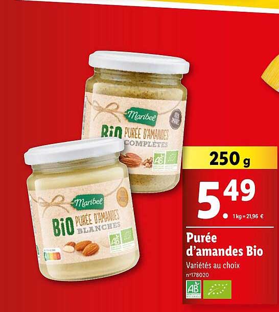 purée d'amandes bio marbel