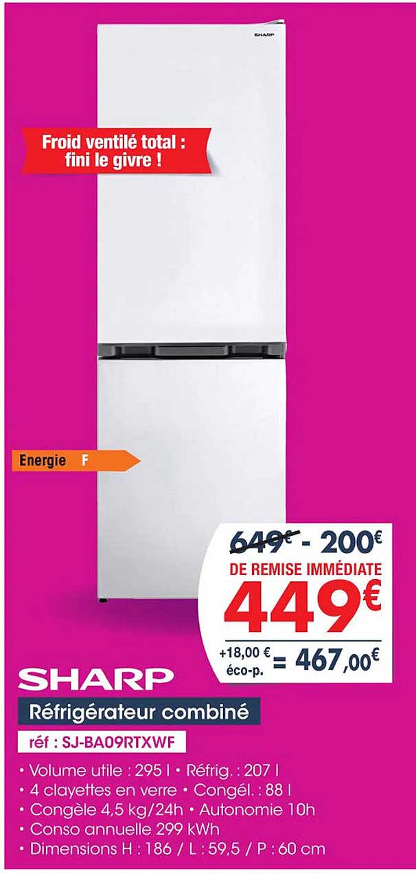 Réfrigérateur Combiné Sharp
