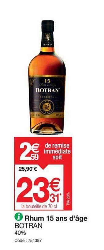 rhum 15 an d'âge botran