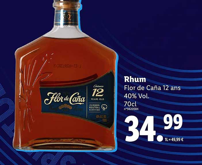 rhum flor de caña 12 ans 40% vol.