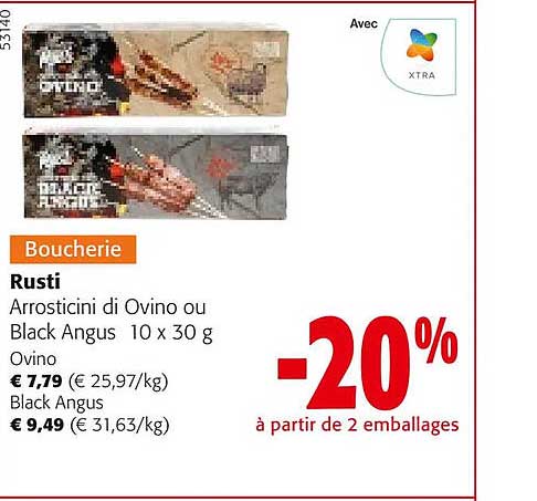 rustiarrosticini di ovino ou black angus