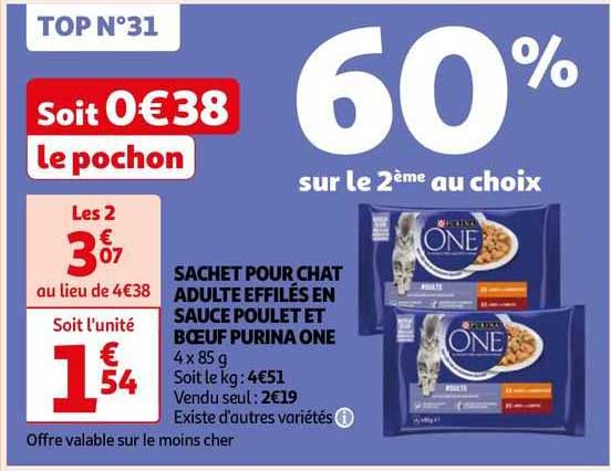 Sachet Pour Chat Adulte Effilés En Sauce Poulet Et Bœuf Purina One