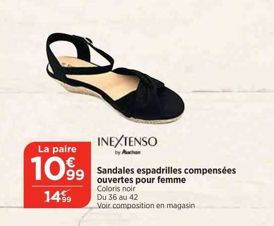 sandales espadrilles compensées ouvertes pour femme inextenso