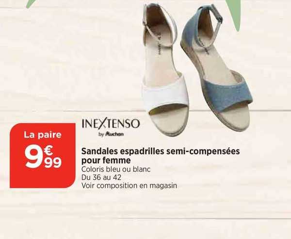 sandales espadrilles semi-compensées pour femme inextenso
