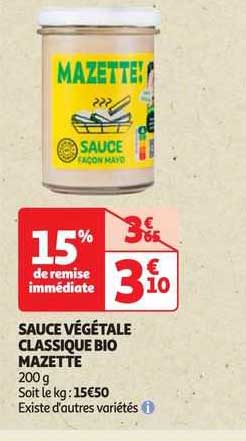 Sauce Végétale Classique Bio Mazette