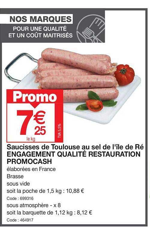 saucisses de toulouse au sel de l'île de eré engagement qualité restauration promocash