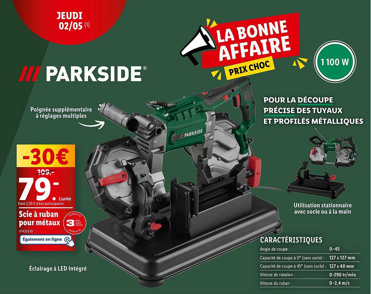 scie à ruban pour métaux parkside