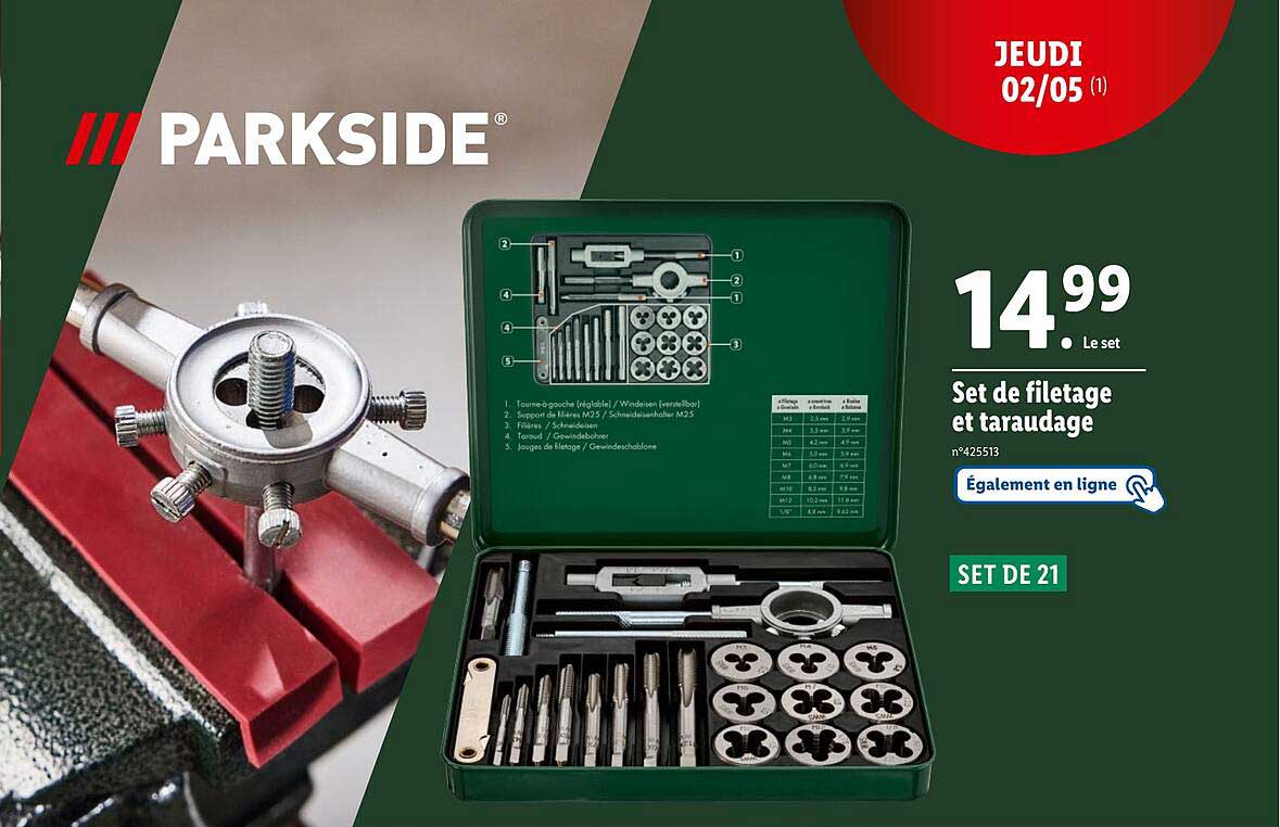 set de filetage et taraudage parkside