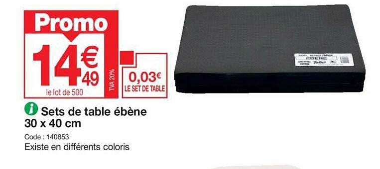 sets de table ébène 30 x 40 cm