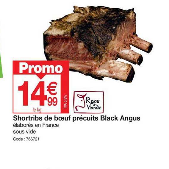 shortribs de bœuf précuits black angus