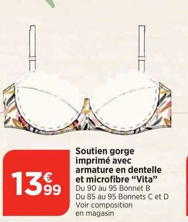 soutien gorge imprimé avec armature en dentelle et microfibre "vita"