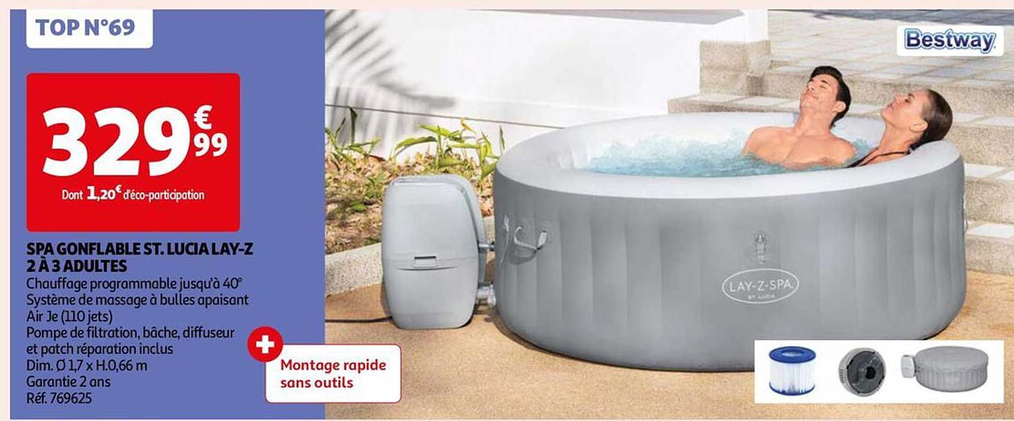 spa gonflable st.lucia lay-z 2 à 3 adultes