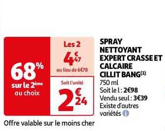 spray nettoyant expert crasse et calcaire cillit bang