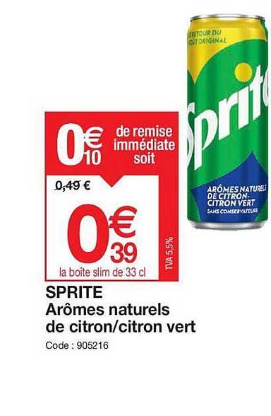 sprite arômes naturels de citron/citron vert