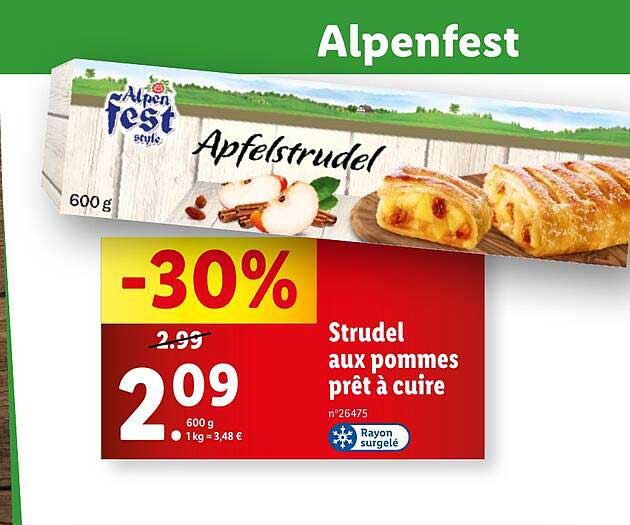 strudel aux pommes prêt à cuire alpen fest style