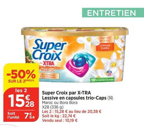 super croix par x-tra lessive en capsules trio-caps