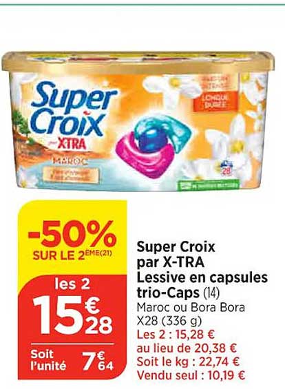 super croix par x-tra lessive en capsules trio-caps