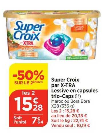 super croix par x-tra lessive en capsules trio-caps