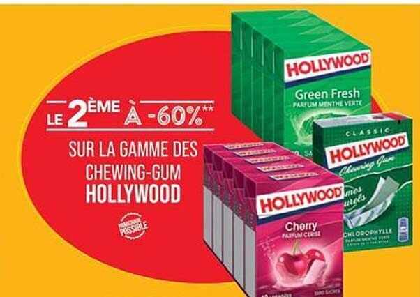 sur la gamme des chewing-gum hollywood