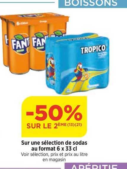 sur une sélection de sodas au format 6 x 33 cl