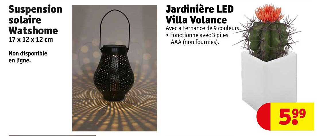 suspension solaire watshome jardinière led villa volance