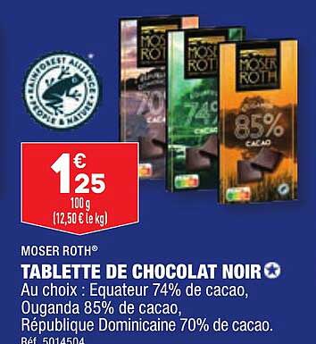 Tablette De Chocolat Noir Moser Roth