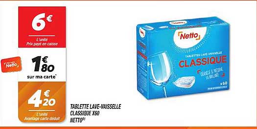 tablette lave-vaisselle classique x60 netto