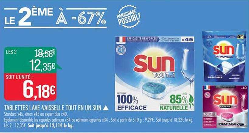 tablettes lave-vaisselle tout en un sun