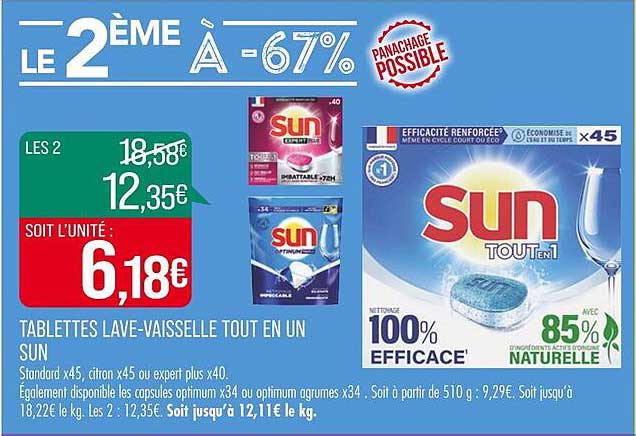 tablettes lave-vaisselle tout en un sun