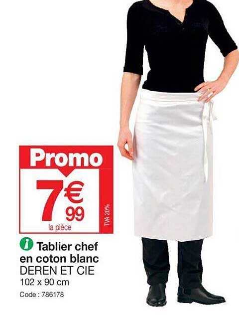 tablier chef en coton blanc deren et cie