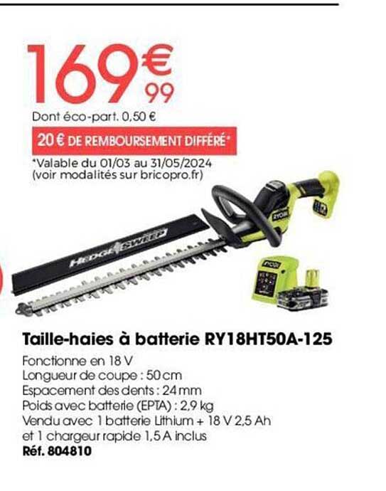 taille-haies à batterie ryobi