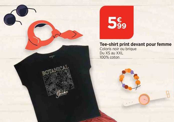 tee-shirt print devant pour femme