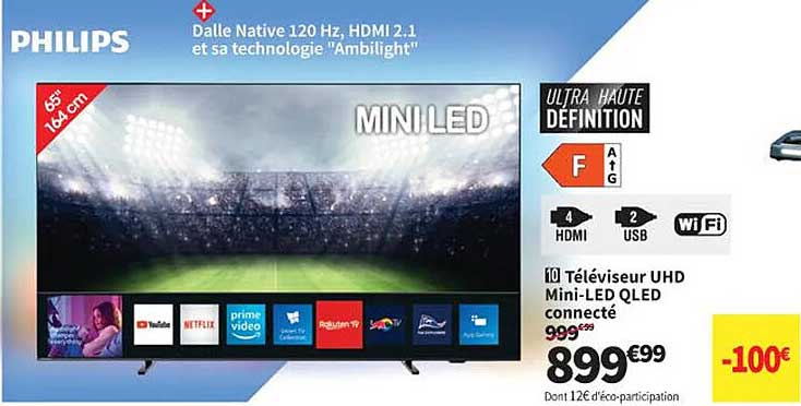 Téléviseur Uhd Mini-led Qled Connecté Philips