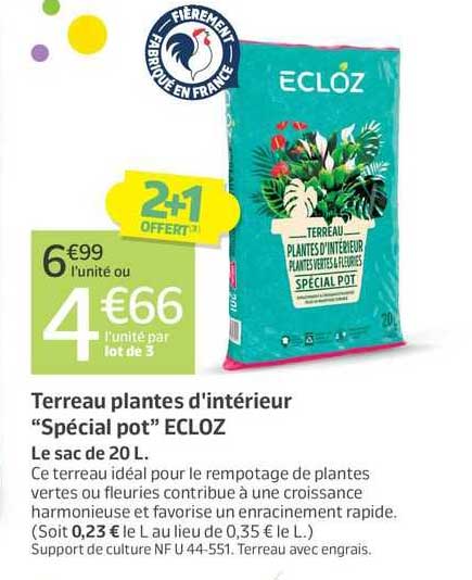 Terreau Plantes D'intérieur "spécial Pot" Ecloz