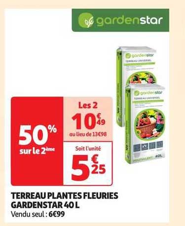 terreau plantes fleuries gardenstar 40 l