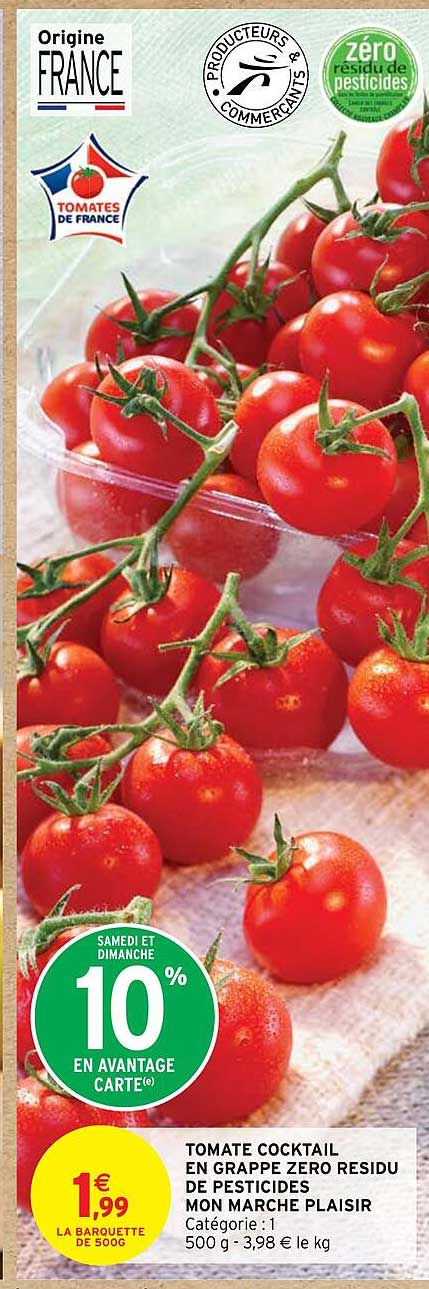 tomate cocktail en grappe zéro résidu de pesticides mon marché plaisir