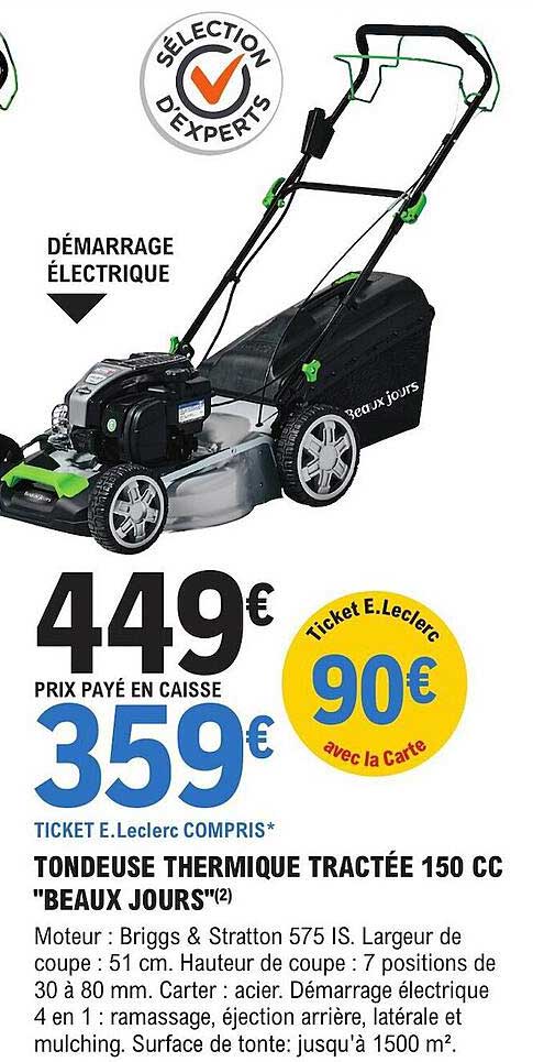 tondeuse thermique tractée 150 cc "beaux jours"