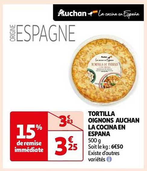 tortilla oignons auchan la cocina en espana